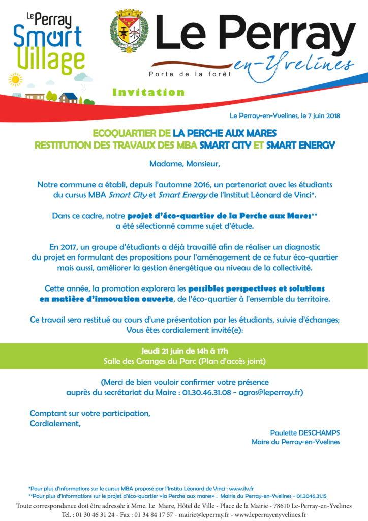 Restitution des étudiants MBA SmartCity Smart Energy sur le projet d'écoquartier du Perray en Yvelines